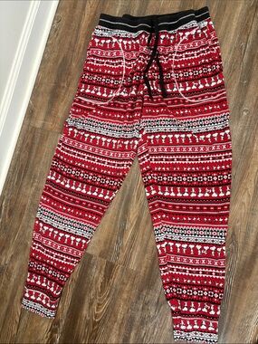 Peanuts Red Black Holiday Patterned Pajama Joggers